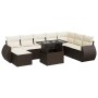 Set de sofás de jardín 9 pzas y cojines ratán sintético marrón de , Conjuntos de jardín - Ref: Foro24-3326694, Precio: 616,51...