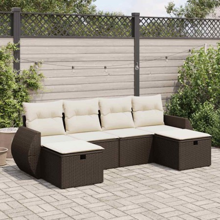 Set sofás de jardín 6 piezas y cojines ratán sintético marrón de , Conjuntos de jardín - Ref: Foro24-3325629, Precio: 389,45 ...