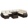 Set de sofás de jardín 9 pzas y cojines ratán sintético marrón de , Conjuntos de jardín - Ref: Foro24-3327923, Precio: 638,78...