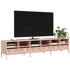 Mueble para TV acero laminado en frío rosa 202x39x43,5 cm de , Muebles TV - Ref: Foro24-3307156, Precio: 216,86 €, Descuento: %