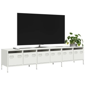 Mueble para TV acero laminado en frío blanco 202x39x43,5 cm de , Muebles TV - Ref: Foro24-3307154, Precio: 210,59 €, Descuent...