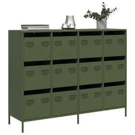 Aparador de acero laminado en frío verde oliva 135x39x103,5 cm de , Aparadores - Ref: Foro24-3307177, Precio: 305,83 €, Descu...