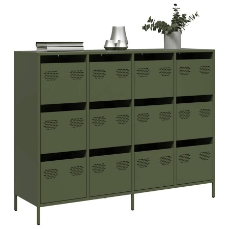 Aparador de acero laminado en frío verde oliva 135x39x103,5 cm de , Aparadores - Ref: Foro24-3307177, Precio: 305,83 €, Descu...