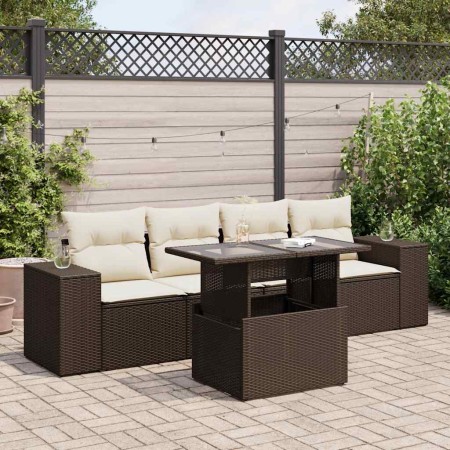 Set comedor de jardín 5 piezas y cojines ratán sintético marrón de , Conjuntos de jardín - Ref: Foro24-3326724, Precio: 391,0...