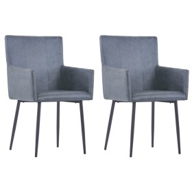 Sillas comedor reposabrazos 2 uds cuero ante sintética gris de , Sillas de comedor - Ref: Foro24-282058, Precio: 197,13 €, De...