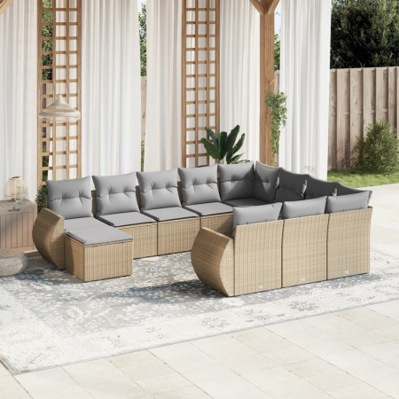 Set de sofás de jardín 11pzas con cojines ratán sintético beige en Conjuntos de jardín | Comprar online en Foru.es
