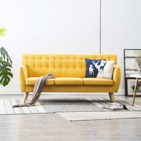 Sofá de 3 plazas tapizado de tela amarillo 172x70x82 cm en Sofás | Comprar online en Foru.es