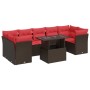 Juego Sofá Jardín 8 Piezas con Cojines Marrón Poli Ratán Acacia de , Conjuntos de jardín - Ref: Foro24-3326125, Precio: 634,0...