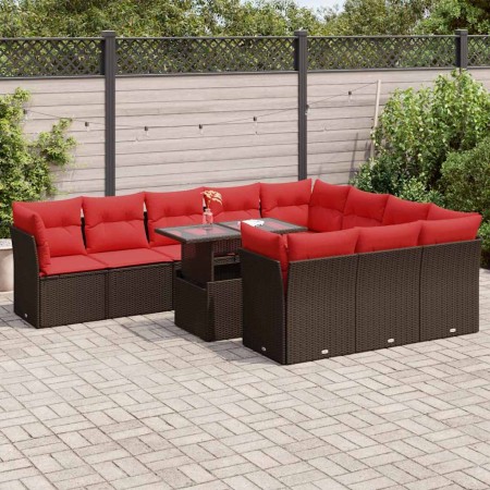 Set de sofás de jardín 11 pzas cojines ratán sintético marrón de , Conjuntos de jardín - Ref: Foro24-3326235, Precio: 889,06 ...