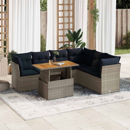 Set de sofás de jardín 7 pzas con cojines ratán sintético gris de , Conjuntos de jardín - Ref: Foro24-3326938, Precio: 551,12...