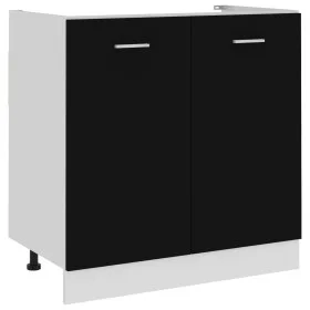 Armario inferior fregadero contrachapada negro 80x46x81,5cm de vidaXL, Armarios de cocina - Ref: Foro24-801197, Precio: 67,70...