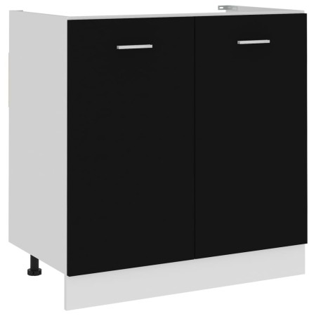 Armario inferior fregadero contrachapada negro 80x46x81,5cm de vidaXL, Armarios de cocina - Ref: Foro24-801197, Precio: 68,91...