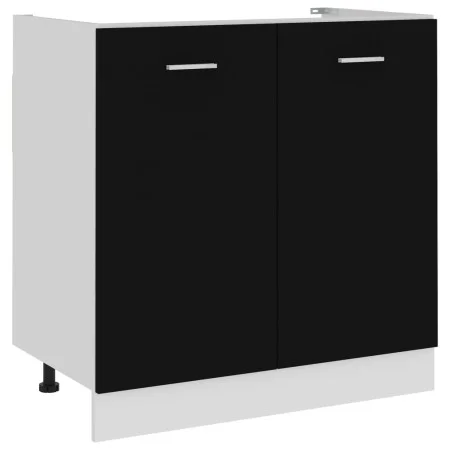 Armario inferior fregadero contrachapada negro 80x46x81,5cm de vidaXL, Armarios de cocina - Ref: Foro24-801197, Precio: 67,70...