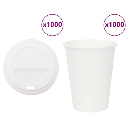 Vasos de café de papel con tapa 1000 uds 12oz 300ml de , Vasos desechables - Ref: Foro24-3325217, Precio: 141,45 €, Descuento: %