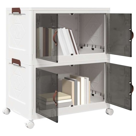 Caja de almacenaje apilable con ruedas 2niveles 75 L 64x40x76cm de , Carretillas de carga - Ref: Foro24-4012368, Precio: 67,1...