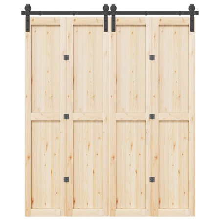 Kit de herrajes para puertas correderas acero negro 183 cm de , Artículos para puertas - Ref: Foro24-4009744, Precio: 95,30 €...