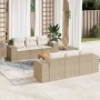 Set sofás de jardín 7 piezas y cojines ratán sintético beige en Conjuntos de jardín | Comprar online en Foru.es
