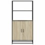 Aparador alto madera de ingeniería y metal Sonoma 68x35x139 cm de , Aparadores - Ref: Foro24-849050, Precio: 111,38 €, Descue...