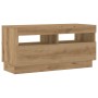 Mueble de TV luces LED madera roble artisan 180x35x40 cm de , Muebles TV - Ref: Foro24-3329164, Precio: 159,85 €, Descuento: %