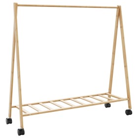 Perchero con estantes y ruedas 106x34x106,5 cm bambú de , Organizadores de vestidores y perchas de barra - Ref: Foro24-400890...