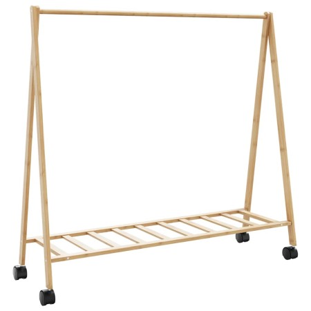 Perchero con estantes y ruedas 106x34x106,5 cm bambú de , Organizadores de vestidores y perchas de barra - Ref: Foro24-400890...