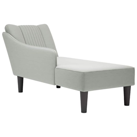 Chaise longue con reposabrazos derecho terciopelo gris claro de , Divanes - Ref: Foro24-4009792, Precio: 115,30 €, Descuento: %