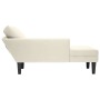 Tumbona con almohada y reposabrazo derecho terciopelo crema de , Divanes - Ref: Foro24-4009814, Precio: 138,42 €, Descuento: %