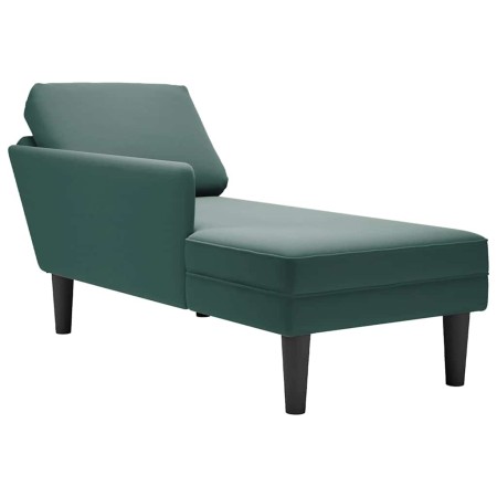 Tumbona almohada y reposabrazo derecho terciopelo verde oscuro de , Divanes - Ref: Foro24-4009809, Precio: 116,68 €, Descuent...