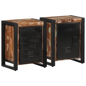 Mesitas de noche 2 uds multicolor madera maciza rugosa mango de , Mesitas de noche - Ref: Foro24-4013566, Precio: 223,10 €, D...