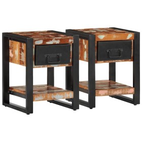Mesitas de noche 2 uds multicolor madera maciza rugosa mango de , Mesitas de noche - Ref: Foro24-4013570, Precio: 193,01 €, D...