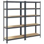 Estante almacenaje 5 niveles 2 uds acero y madera contrachapada de , Estanterías industriales - Ref: Foro24-4016952, Precio: ...