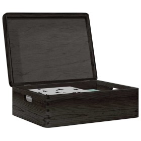 Caja de madera tapa y asas madera maciza pino negra 40x30x13 cm de , Cestas para almacenaje - Ref: Foro24-4017397, Precio: 30...