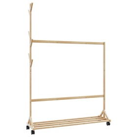 Perchero con ganchos y ruedas 100x35x157 cm bambú de , Organizadores de vestidores y perchas de barra - Ref: Foro24-4008915, ...