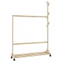 Perchero con ganchos y ruedas 100x35x157 cm bambú de , Organizadores de vestidores y perchas de barra - Ref: Foro24-4008915, ...