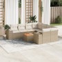 Set de sofás de jardín 9 pzas con cojines ratán sintético beige en Conjuntos de jardín | Comprar online en Foru.es