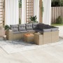 Set de sofás de jardín 9 pzas con cojines ratán sintético beige en Conjuntos de jardín | Comprar online en Foru.es