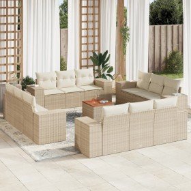 Set sofás de jardín con cojines 13 pzas ratán sintético beige en Conjuntos de jardín | Comprar online en Foru.es