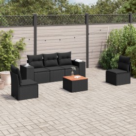 Set de sofás de jardín 6 piezas y cojines ratán sintético negro en Conjuntos de jardín | Comprar online en Foru.es