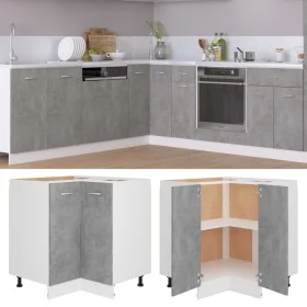 Armario inferior esquina madera de ingeniería gris hormigón de vidaXL, Armarios de cocina - Ref: Foro24-802493, Precio: 93,04...