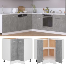 Armario inferior esquina madera de ingeniería gris hormigón de vidaXL, Armarios de cocina - Ref: Foro24-802493, Precio: 94,23...