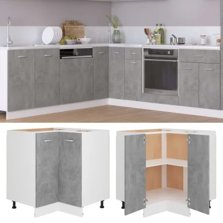 Armario inferior esquina madera de ingeniería gris hormigón de vidaXL, Armarios de cocina - Ref: Foro24-802493, Precio: 93,04...