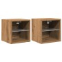Muebles TV de pared luces LED 2 uds roble artisian 30x28,5x30cm de , Muebles TV - Ref: Foro24-857675, Precio: 44,09 €, Descue...