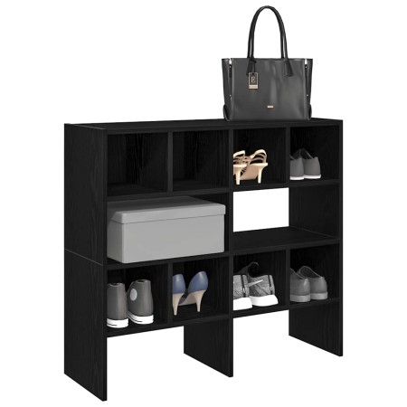 Zapateros 2 uds apilables roble negro 89,5x30x40 cm de , Organizadores de vestidores y perchas de barra - Ref: Foro24-858842,...