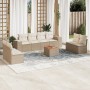 Set de sofás de jardín 9 pzas con cojines ratán sintético beige en Conjuntos de jardín | Comprar online en Foru.es