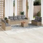 Set de sofás de jardín 9 pzas con cojines ratán sintético beige en Conjuntos de jardín | Comprar online en Foru.es