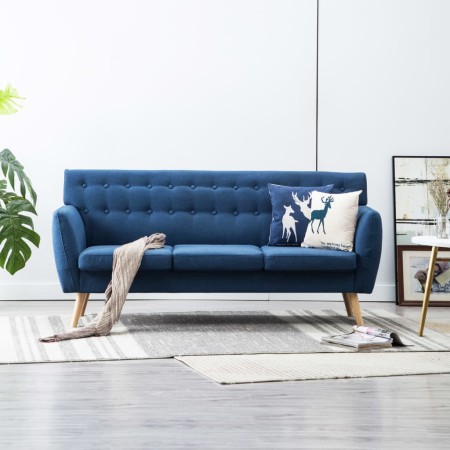 Sofá de 3 plazas tapizado de tela azul 172x70x82 cm en Sofás | Comprar online en Foru.es