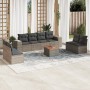 Set de muebles de jardín 9 pzas y cojines ratán sintético gris en Conjuntos de jardín | Comprar online en Foru.es