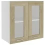 Armario colgante vidrio y madera ingeniería roble 60x31x60 cm de vidaXL, Armarios de cocina - Ref: Foro24-802524, Precio: 56,...