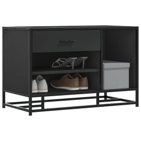 Banco zapatero madera de ingeniería y metal negro 80x40x53,5 cm de , Bancos para recibidores y almacenamiento - Ref: Foro24-8...