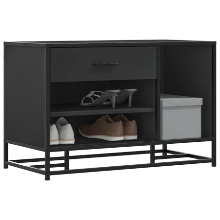 Banco zapatero madera de ingeniería y metal negro 80x40x53,5 cm de , Bancos para recibidores y almacenamiento - Ref: Foro24-8...
